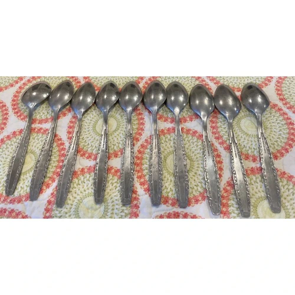 Northland Oneida Love Story Stainless Flatware 9 Teaspoons 1 Sugar‎ Spoon VTG